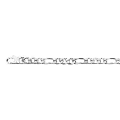 Chaîne maille figaro alternée 1+3 en argent, taille 50cm, largeur 5mm
