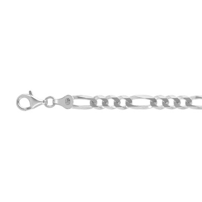 Chaîne maille figaro légère alternée 1+3 en argent, taille 55cm, largeur 6mm