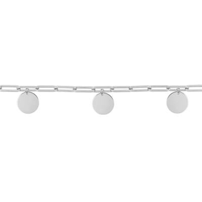 Bracelet à graver avec breloque 3 jetons en argent rhodié