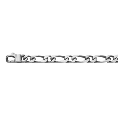 Chaîne maille figaro alternée 1+1 en argent effet vieilli, taille 60cm, largeur 5mm