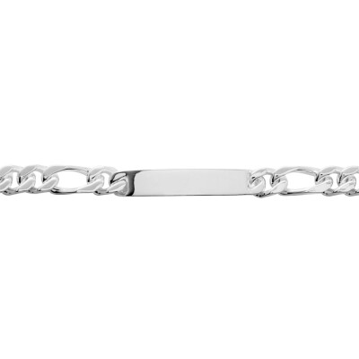 Gourmette maille figaro alternée en argent poli, longueur 21cm, largeur 8mm