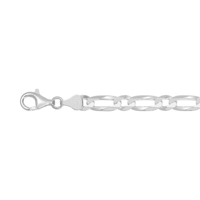 Chaîne maille figaro légère alternée 1+1 en argent, taille 50cm, largeur 6mm