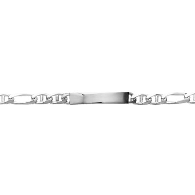 Gourmette maille figaro alternée marine en argent, taille 20cm, largeur 6mm