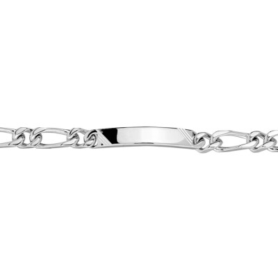 Gourmette maille figaro alternée 1+1 en argent, taille 20cm, largeur 6mm