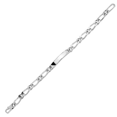 Gourmette maille figaro alternée 1+1 en argent, taille 20cm, largeur 6mm