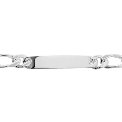 Gourmette maille figaro alternée 1+2 en argent poli, taille 21cm, largeur 8mm