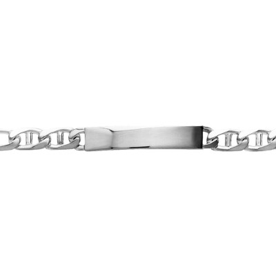 Gourmette maille figaro alternée marine 1+3 en argent, taille 20cm, largeur 6mm