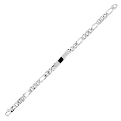 Gourmette maille figaro alternée 1+3 en argent, taille 20cm, largeur 6mm