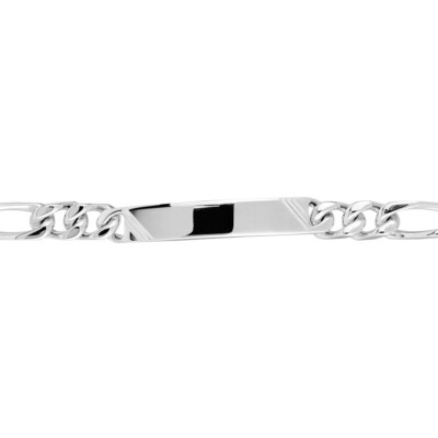 Gourmette maille figaro alternée 1+3 en argent, taille 20cm, largeur 6mm