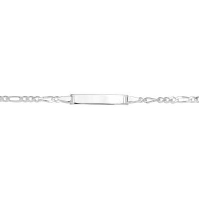 Gourmette maille figaro alternée en argent rhodié, taille 15cm