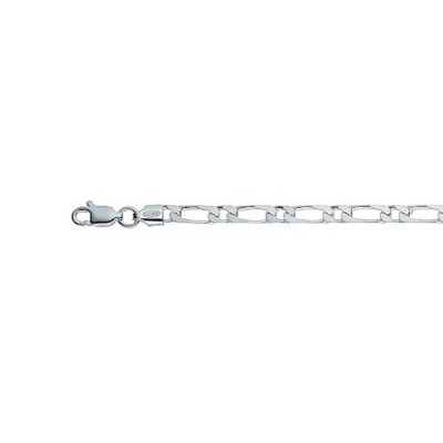 Chaîne maille figaro alternée 1+1 en argent, taille 50cm, largeur 3.6 mm