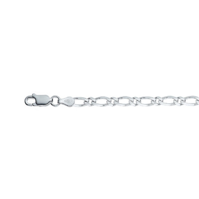 Chaîne maille figaro légère alternée 1+1 en argent, taille 50cm, largeur 4mm