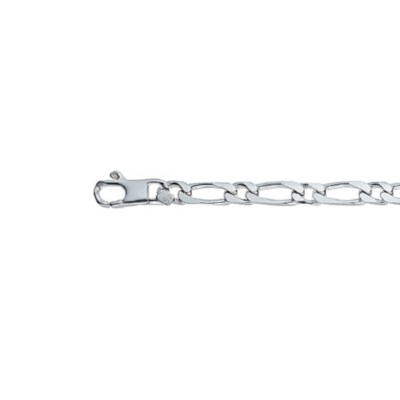 Chaîne maille figaro alternée 1+1 en argent, taille 50cm, largeur 5 mm
