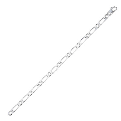 Bracelet maille figaro alternée 1+3 en argent, taille 20cm, largeur 6mm