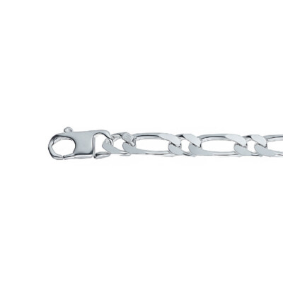 Chaîne maille figaro alternée 1+1 en argent, taille 55cm, largeur 7mm