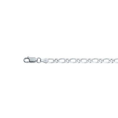 Chaîne maille figaro légère alternée 1+3 en argent, taille 55cm, largeur 4mm