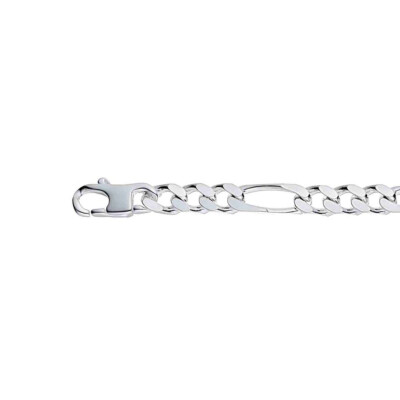 Bracelet maille figaro alternée 1+3 en argent, taille 20cm, largeur 6mm