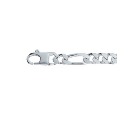 Chaîne maille figaro alternée 1+3 en argent, taille 55cm, largeur 7mm