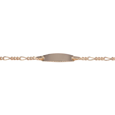 Bracelet identité en or jaune, plaque tonneau