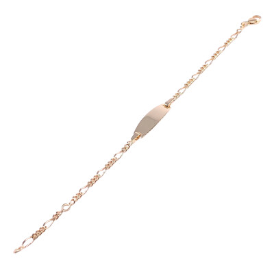 Bracelet identité en or jaune, plaque tonneau