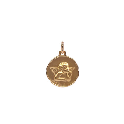 Médaille ange en or jaune, 16.5mm