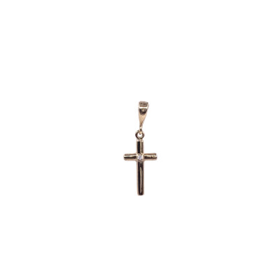 Pendentif Croix en or jaune et oxyde de zirconium