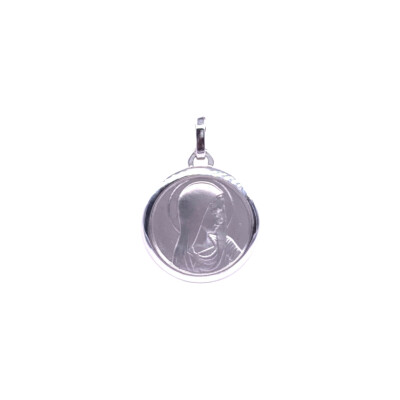 Médaille Vierge en or blanc, 16mm