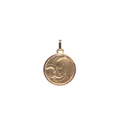 Médaille Vierge à l'enfant en or jaune, 16mm