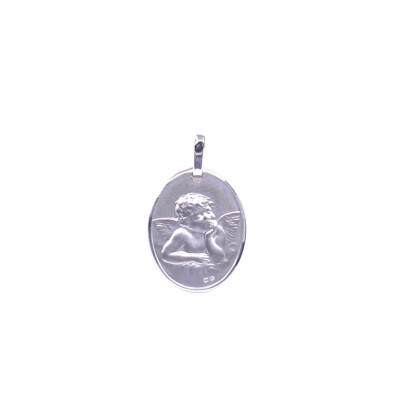 Médaille ange en or blanc