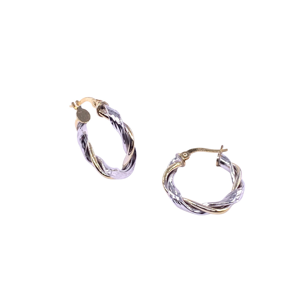 Créoles en or jaune et or blanc, diamètre extérieure 21mm