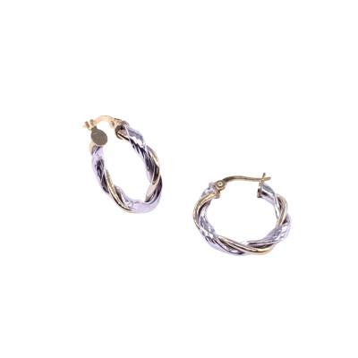 Créoles en or jaune et or blanc, diamètre extérieure 21mm