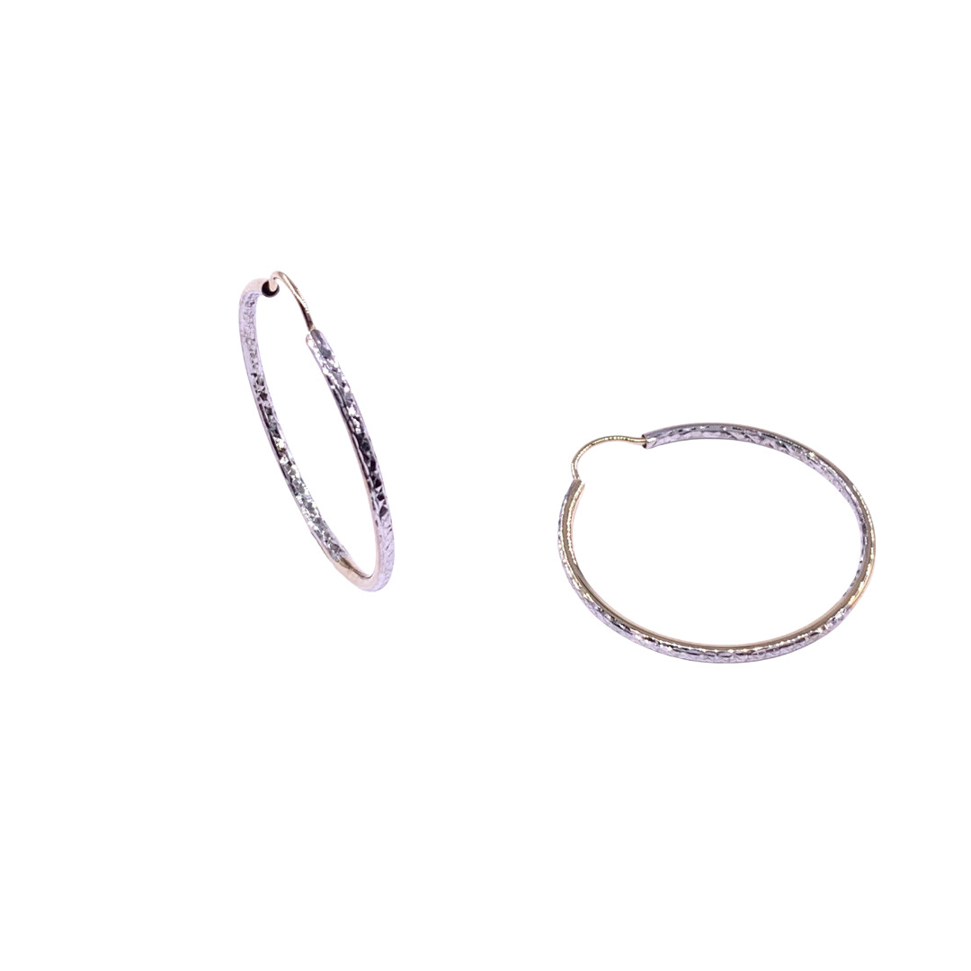 Créoles en or jaune et or blanc, diamètre extérieure 27mm