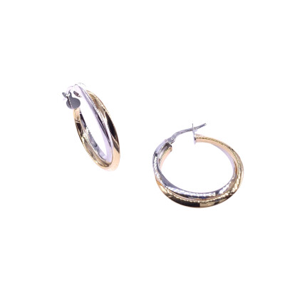 Créoles en or jaune et or blanc, diamètre extérieure 23mm