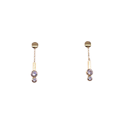 Boucles d'oreilles en or jaune et oxydes de zirconium