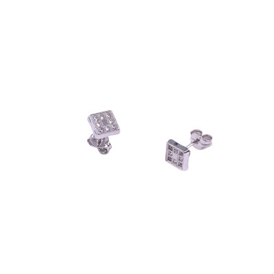 Boucles d'oreilles en or blanc et oxydes de zirconium