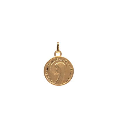 Médaille Vierge en or jaune 15mm