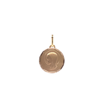 Médaille Vierge en or jaune 15mm