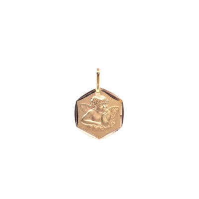 Médaille Ange en or jaune, 15mm
