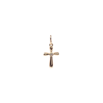 Pendentif Croix en or jaune 13x8 mm avec diamant