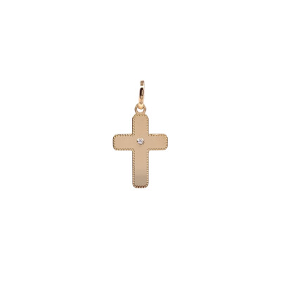 Pendentif Croix en or jaune 17x11 mm avec diamant