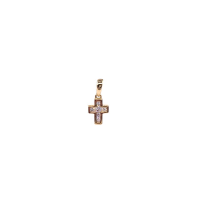 Pendentif Croix en or jaune 9x5.5 mm avec diamants