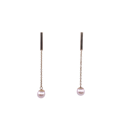 Boucles d'oreilles pampilles en or jaune et perles de culture (diamètre : 4/4.5mm)