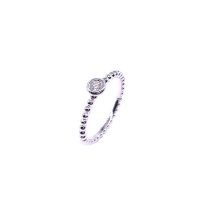 Solitaire or blanc, corps boule, et diamant