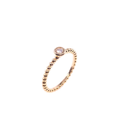 Solitaire or jaune, corps boule, et diamant