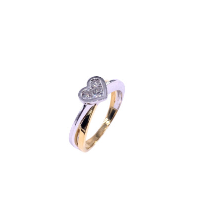 Bague deux ors et diamants motif cœur