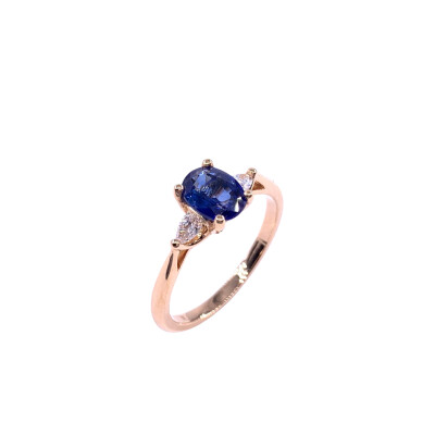 Bague en or rose, saphir et diamants
