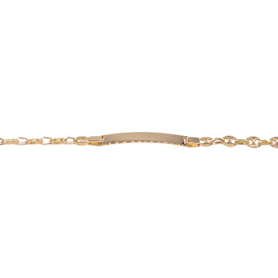 Bracelet identité en or jaune, plaque rectangle