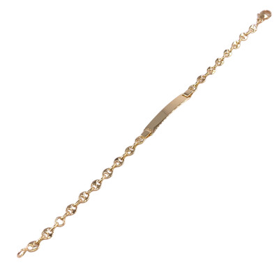 Bracelet identité en or jaune, plaque rectangle