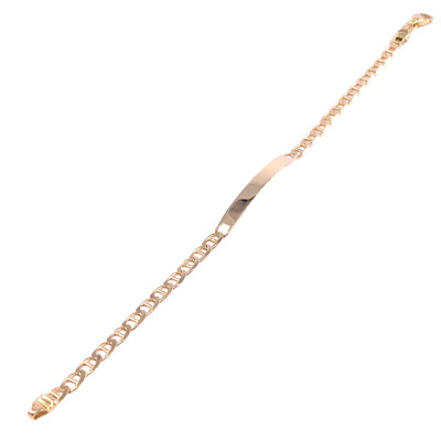 Bracelet identité jeune fille en or jaune, plaque rectangle