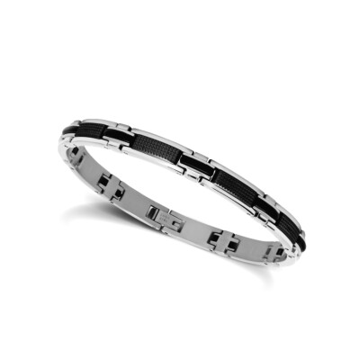 Bracelet en acier et PVD noir 22cm